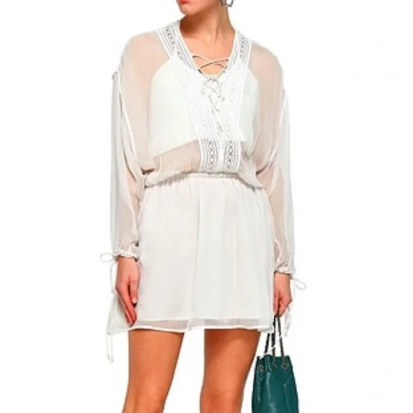 chinese dress ladies IRO Warry Long Sleeve Lace Mini Dress in White – Order Of Style main image 1